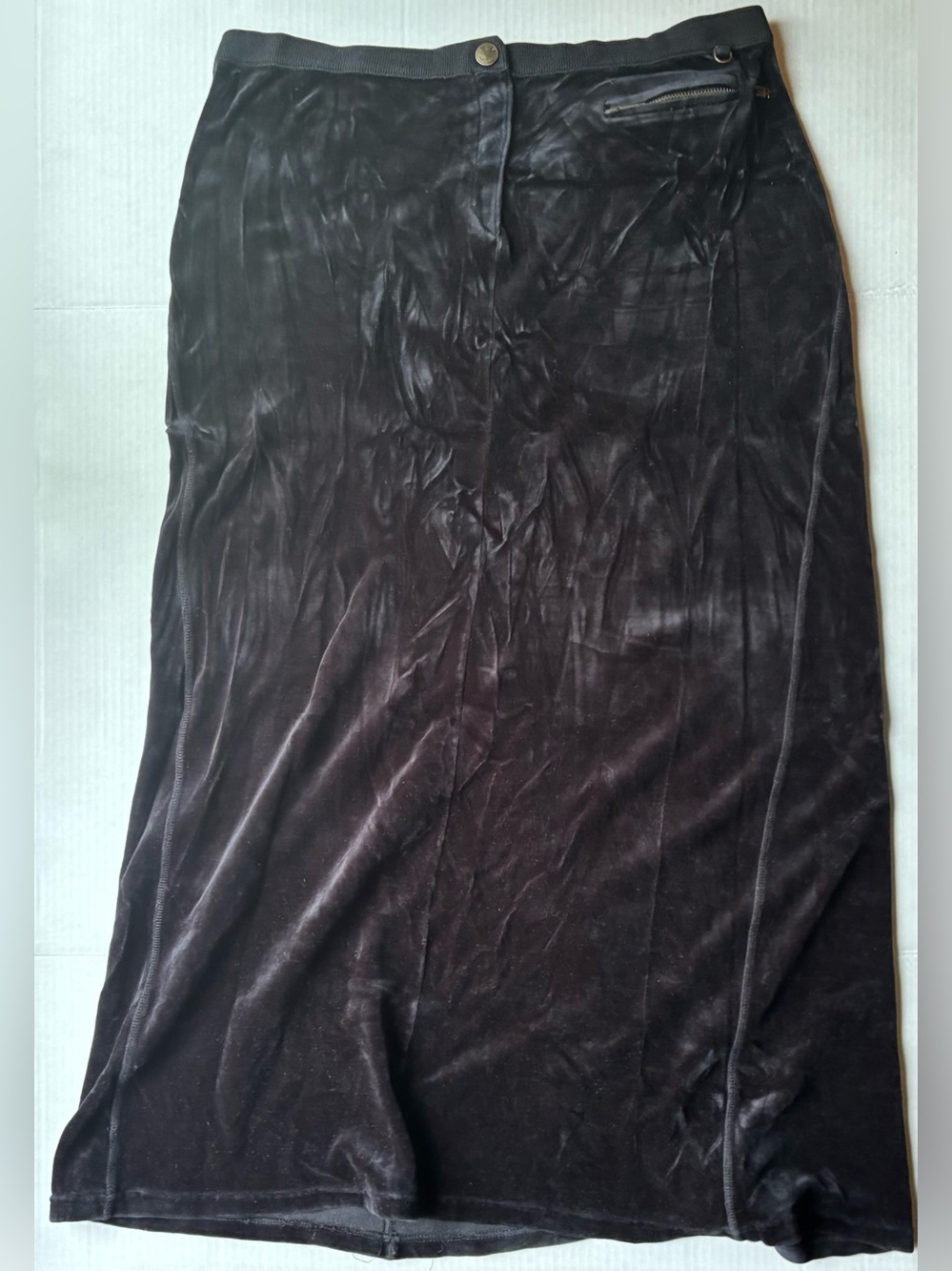 Vintage Sonia rykiel Paris velour velvet button black maxi skirt made in France
